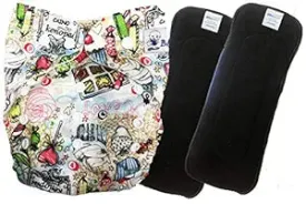 Babymoon 1 Cloth Diaper with 2 5Layers Grey Insert Premium Adjustable Reusable Cloth Diaper (Multi Foodie)