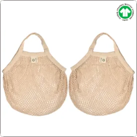 Cotton Mesh Carry Bags - Short Handle (2 Pack)