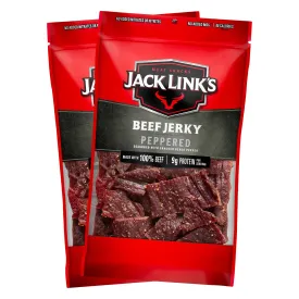 Jack Link's Beef Jerky, Peppered, Large Jerky Bags  Flavorful Meat Snacks, Ready to Eat Protein Snacks with 9g of Protein, Made with 100% Beef, Keto, Paleo & Carnivore Diet Ready  9 Oz. (Pack of 2)