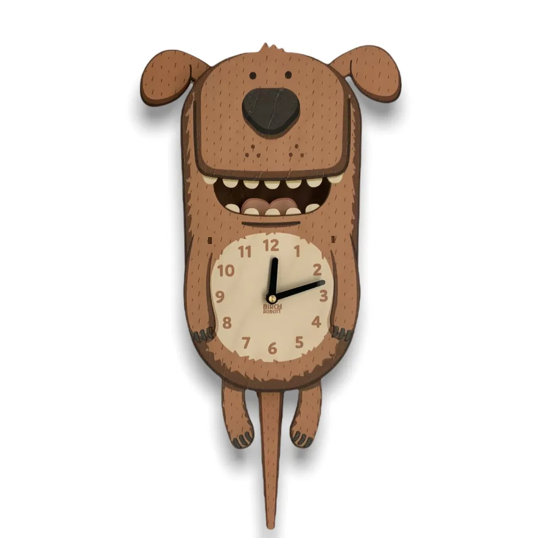 Pee Wee the Dog Double Pendulum Clock by Birch Robot