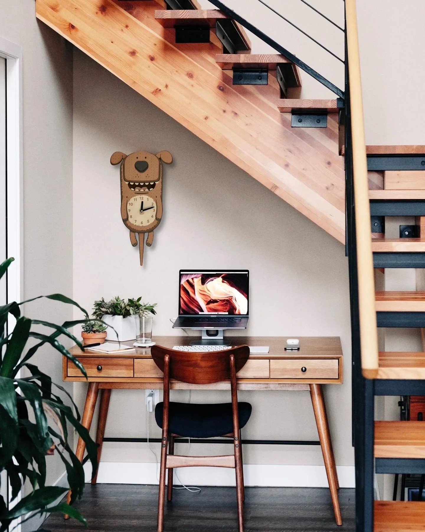 Pee Wee the Dog Double Pendulum Clock by Birch Robot