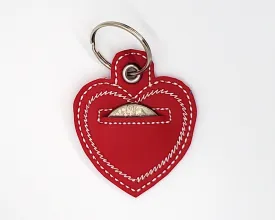 Red (white stitching) Heart Shaped Quarter Keeper - Coin Keeper
