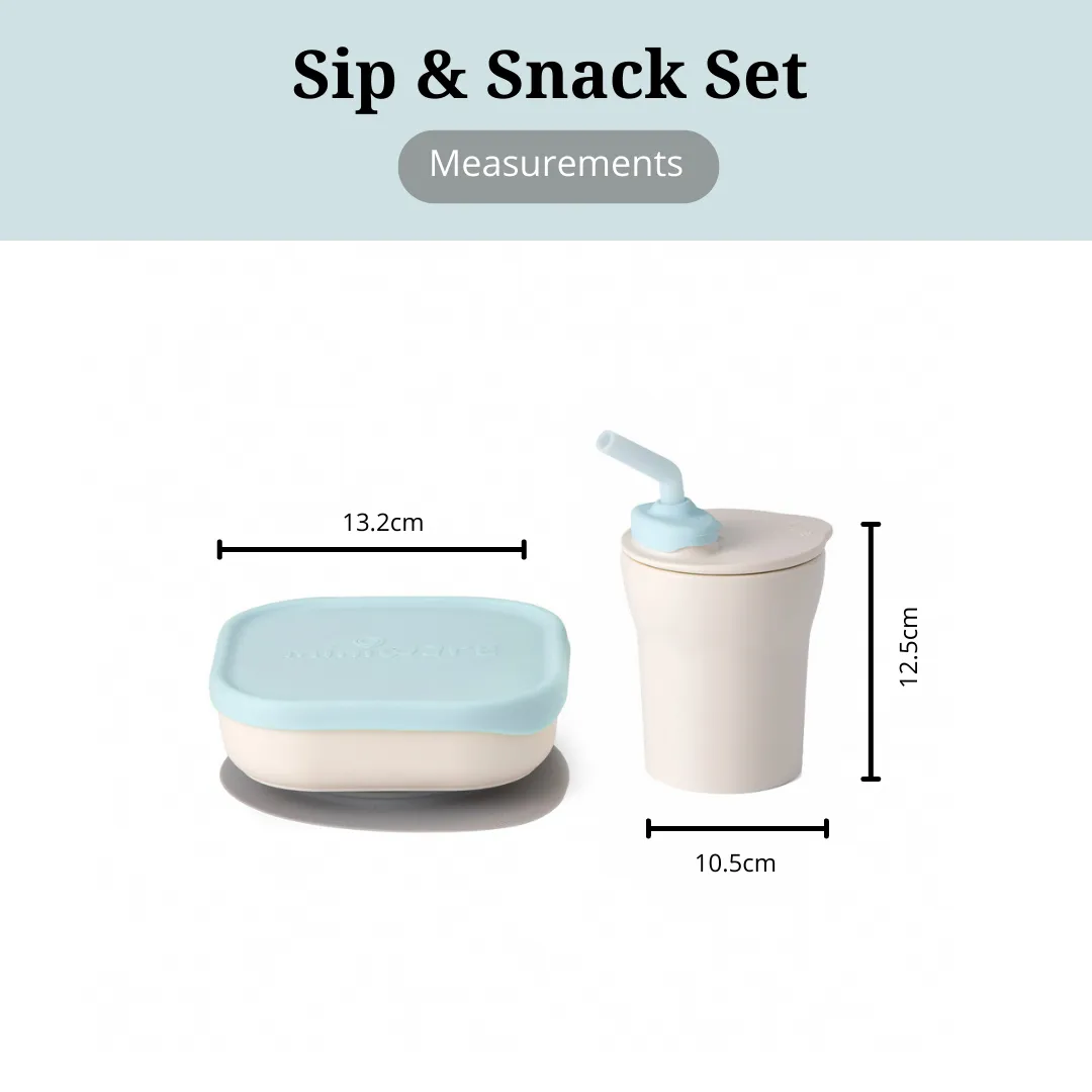 Sip & Snack- Suction Bowl with Sippy Cup Feeding Set Vanilla/Aqua